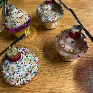 Set of 4 Colorful Cupcake Ornaments